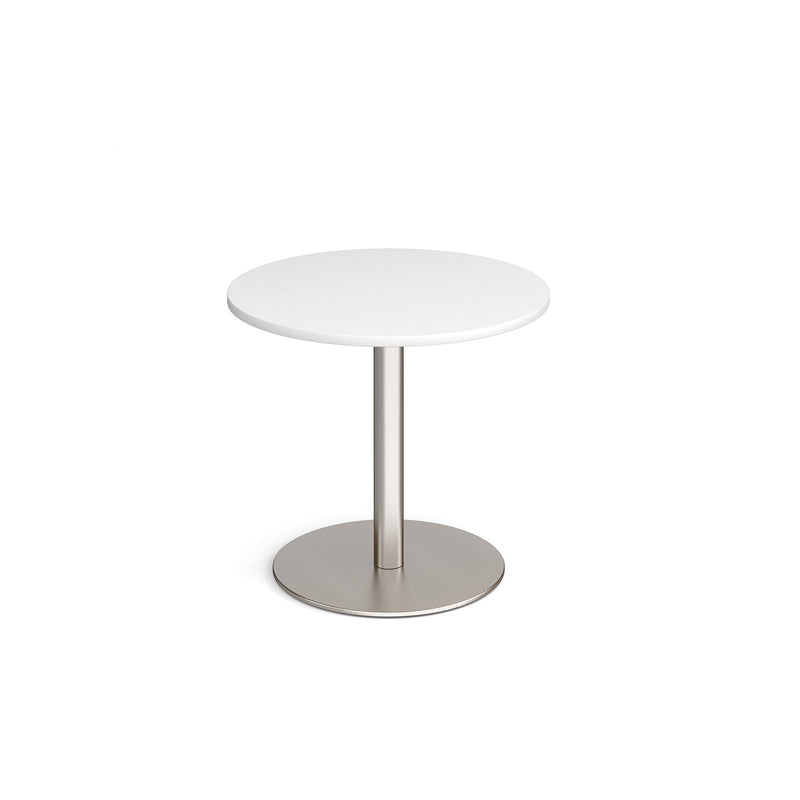 Monza Circular Dining Table With Flat Round Base 800mm - White - NWOF