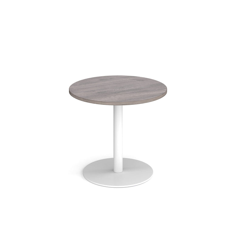 Monza Circular Dining Table With Flat Round Base 800mm - Grey Oak - NWOF