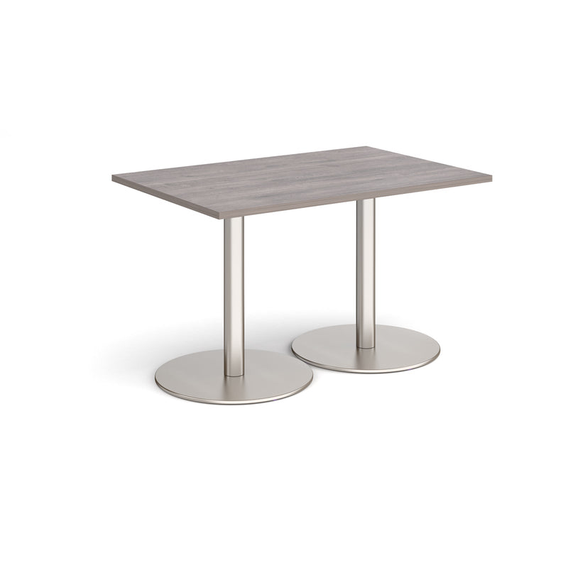 Monza Rectangular Dining Table With Flat Round Base - Grey Oak - NWOF