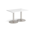 Monza Rectangular Dining Table With Flat Round Base - White - NWOF