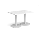 Monza Rectangular Dining Table With Flat Round Base - White - NWOF