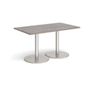 Monza Rectangular Dining Table With Flat Round Base - Grey Oak - NWOF
