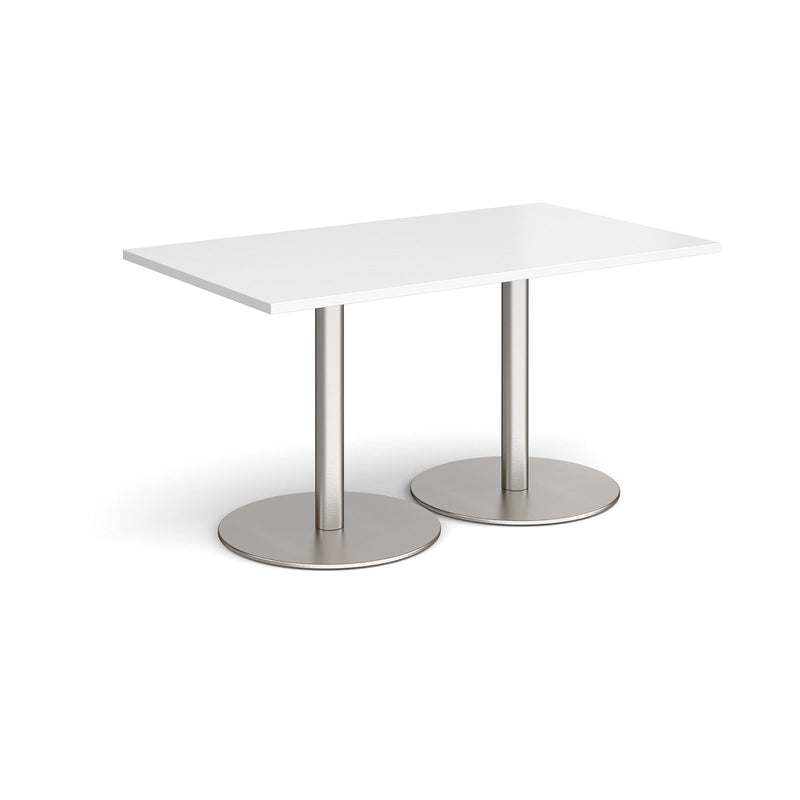 Monza Rectangular Dining Table With Flat Round Base - White - NWOF