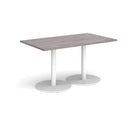 Monza Rectangular Dining Table With Flat Round Base - Grey Oak - NWOF
