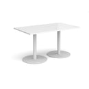 Monza Rectangular Dining Table With Flat Round Base - White - NWOF