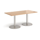Monza Rectangular Dining Table With Flat Round Base - Beech - NWOF