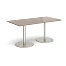 Monza Rectangular Dining Table With Flat Round Base - Barcelona Walnut - NWOF