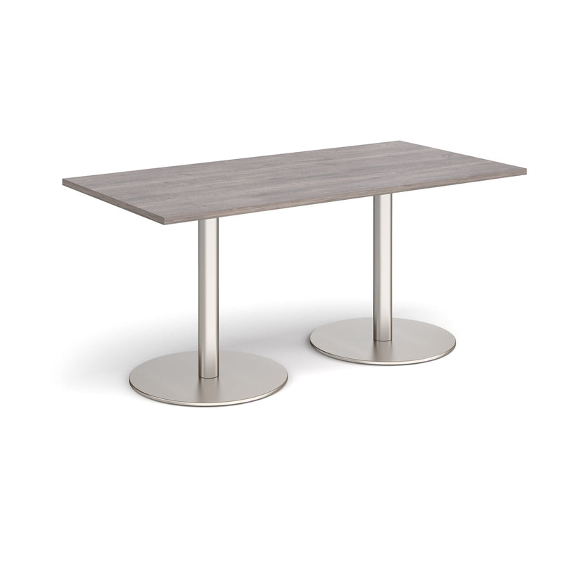 Monza Rectangular Dining Table With Flat Round Base - Grey Oak - NWOF