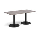 Monza Rectangular Dining Table With Flat Round Base - Grey Oak - NWOF