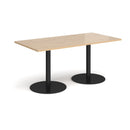 Monza Rectangular Dining Table With Flat Round Base - Kendal Oak - NWOF