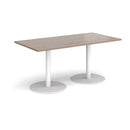 Monza Rectangular Dining Table With Flat Round Base - Barcelona Walnut - NWOF