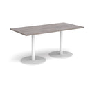 Monza Rectangular Dining Table With Flat Round Base - Grey Oak - NWOF