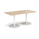 Monza Rectangular Dining Table With Flat Round Base - Kendal Oak - NWOF