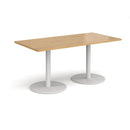 Monza Rectangular Dining Table With Flat Round Base - Oak - NWOF