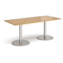 Monza Rectangular Dining Table With Flat Round Base - Oak - NWOF