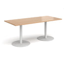 Monza Rectangular Dining Table With Flat Round Base - Beech - NWOF