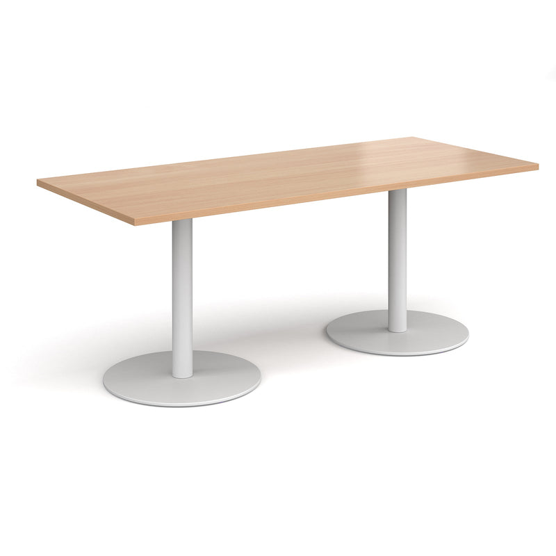 Monza Rectangular Dining Table With Flat Round Base - Beech - NWOF