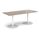 Monza Rectangular Dining Table With Flat Round Base - Barcelona Walnut - NWOF