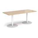 Monza Rectangular Dining Table With Flat Round Base - Kendal Oak - NWOF