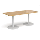 Monza Rectangular Dining Table With Flat Round Base - Oak - NWOF