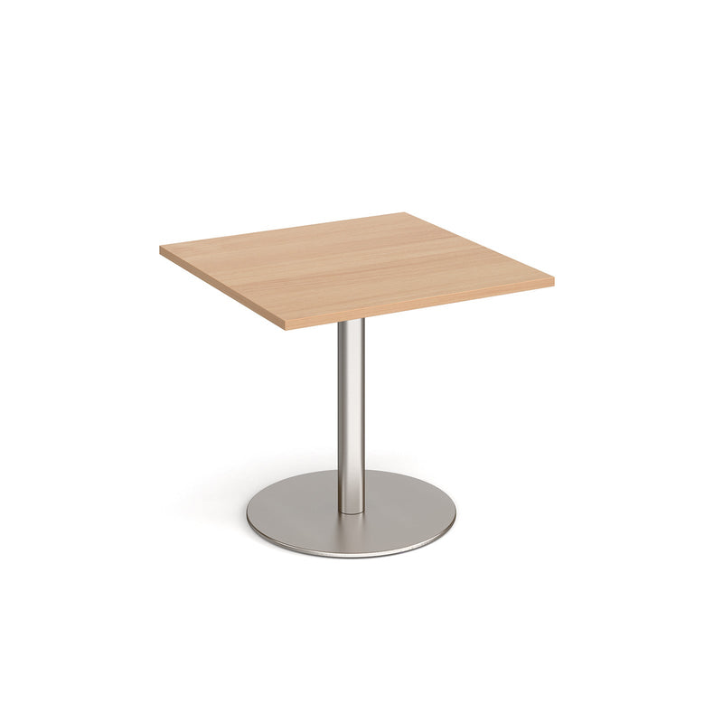 Monza Square Dining Table With Flat Round Base 800mm - Beech - NWOF