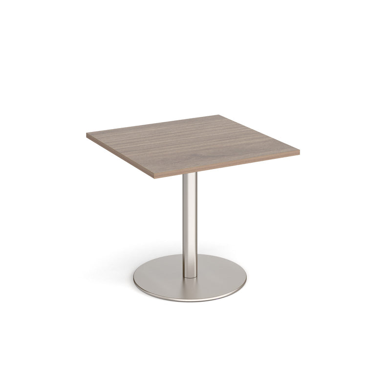 Monza Square Dining Table With Flat Round Base 800mm - Barcelona Walnut - NWOF