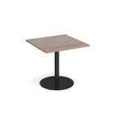 Monza Square Dining Table With Flat Round Base 800mm - Barcelona Walnut - NWOF