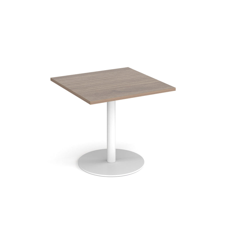 Monza Square Dining Table With Flat Round Base 800mm - Barcelona Walnut - NWOF