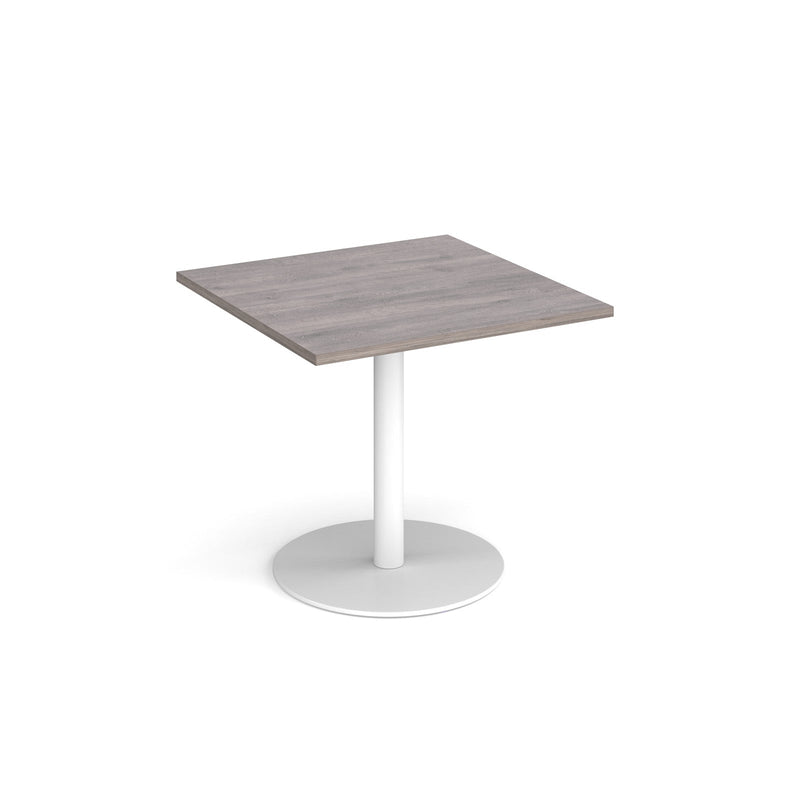 Monza Square Dining Table With Flat Round Base 800mm - Grey Oak - NWOF