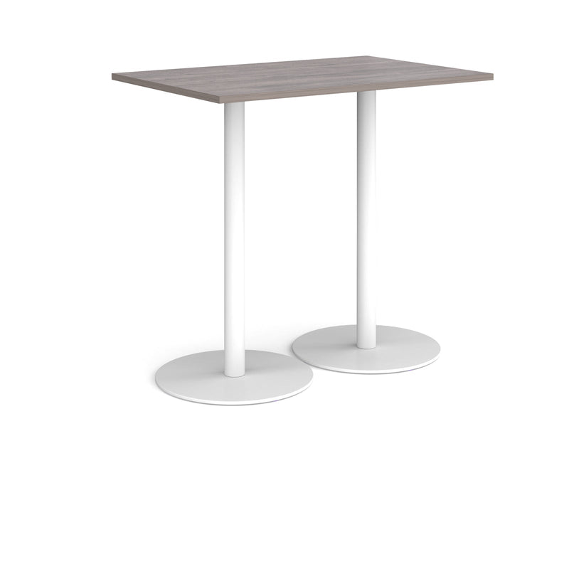 Monza Rectangular Poseur Table With Flat Round Base - Grey Oak - NWOF