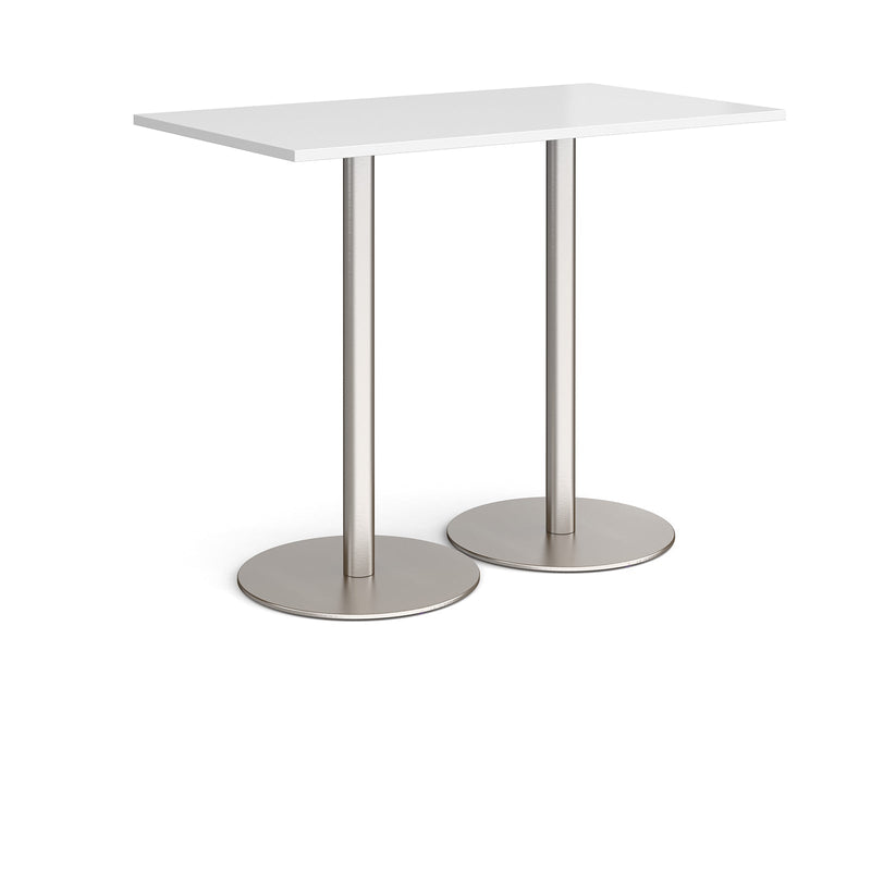 Monza Rectangular Poseur Table With Flat Round Base - White - NWOF