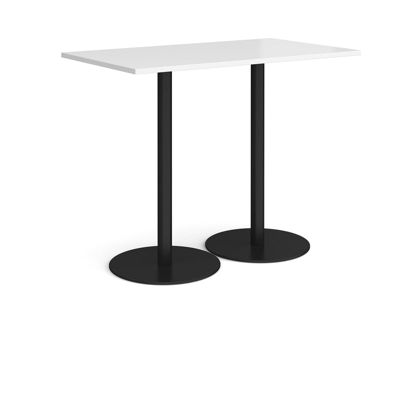 Monza Rectangular Poseur Table With Flat Round Base - White - NWOF