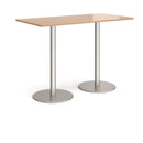 Monza Rectangular Poseur Table With Flat Round Base - Beech - NWOF