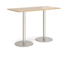 Monza Rectangular Poseur Table With Flat Round Base - Kendal Oak - NWOF