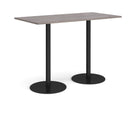 Monza Rectangular Poseur Table With Flat Round Base - Grey Oak - NWOF