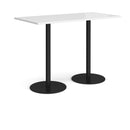 Monza Rectangular Poseur Table With Flat Round Base - White - NWOF