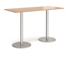 Monza Rectangular Poseur Table With Flat Round Base - Beech - NWOF