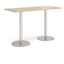Monza Rectangular Poseur Table With Flat Round Base - Kendal Oak - NWOF