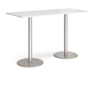 Monza Rectangular Poseur Table With Flat Round Base - White - NWOF