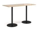Monza Rectangular Poseur Table With Flat Round Base - Kendal Oak - NWOF