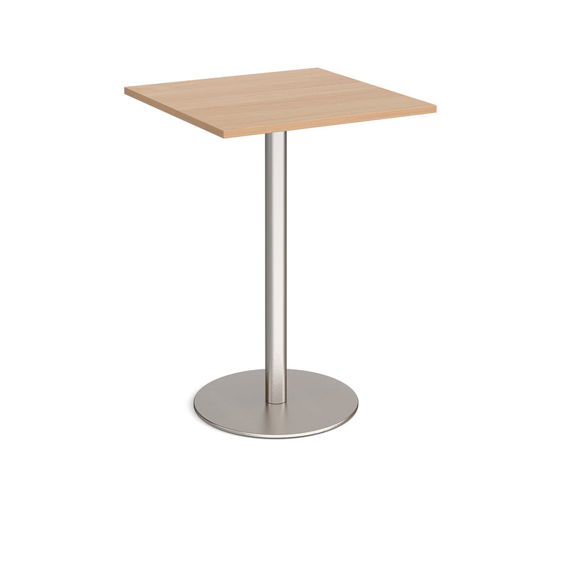 Monza Square Poseur Table With Flat Round Base 800mm - Beech - NWOF