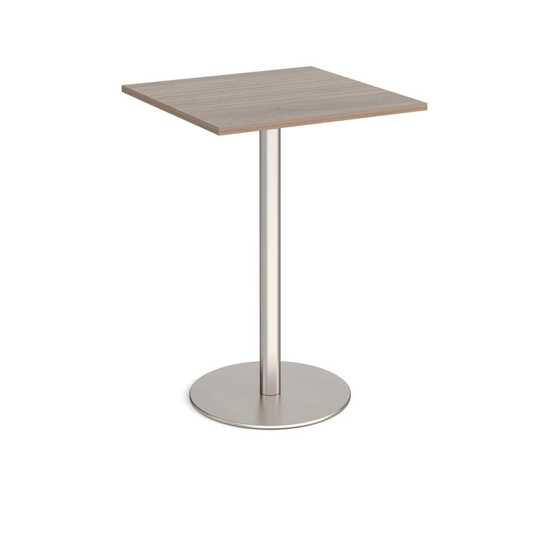 Monza Square Poseur Table With Flat Round Base 800mm - Barcelona Walnut - NWOF