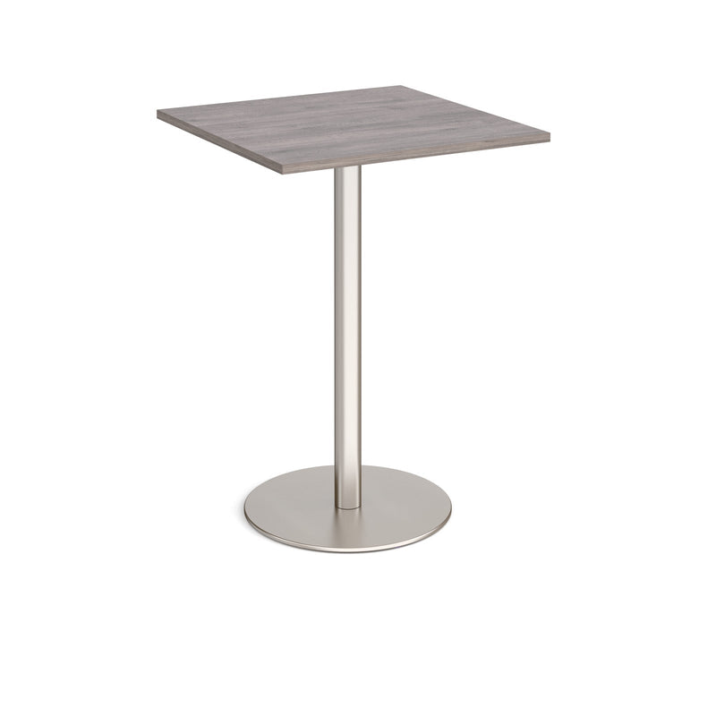 Monza Square Poseur Table With Flat Round Base 800mm - Grey Oak - NWOF