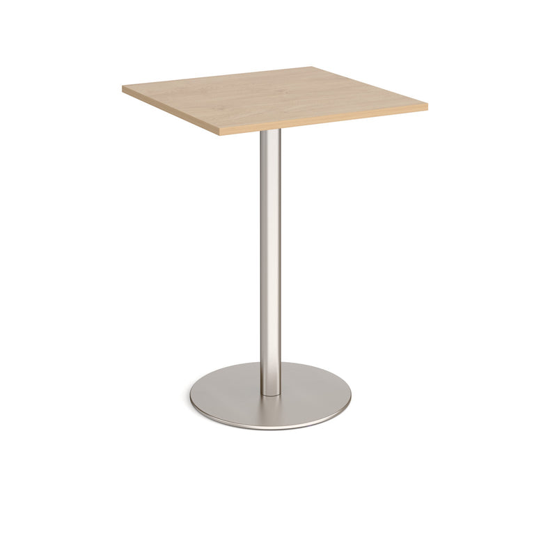 Monza Square Poseur Table With Flat Round Base 800mm - Kendal Oak - NWOF