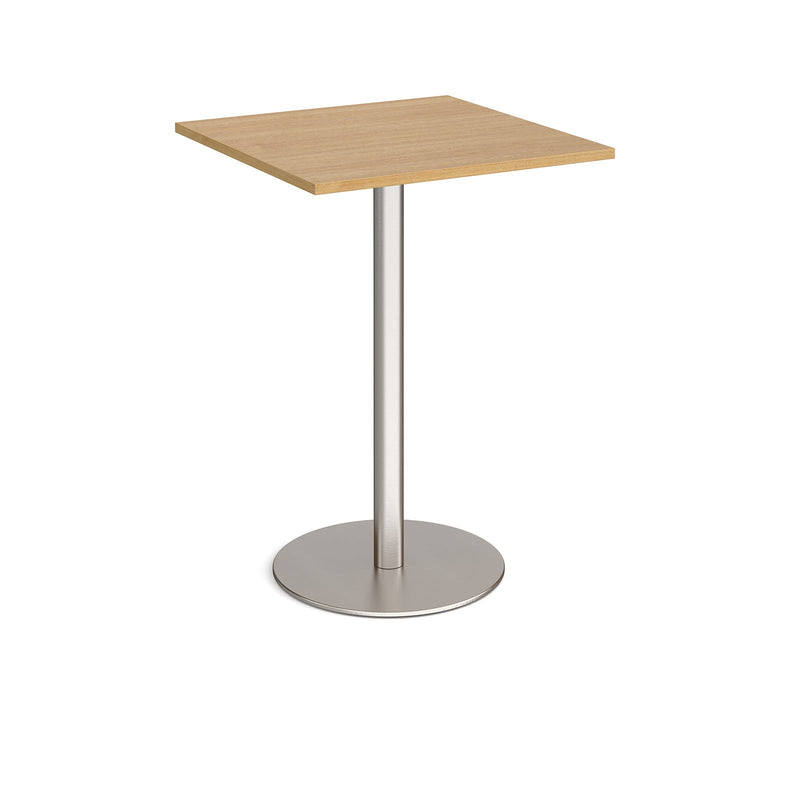 Monza Square Poseur Table With Flat Round Base 800mm - Oak - NWOF