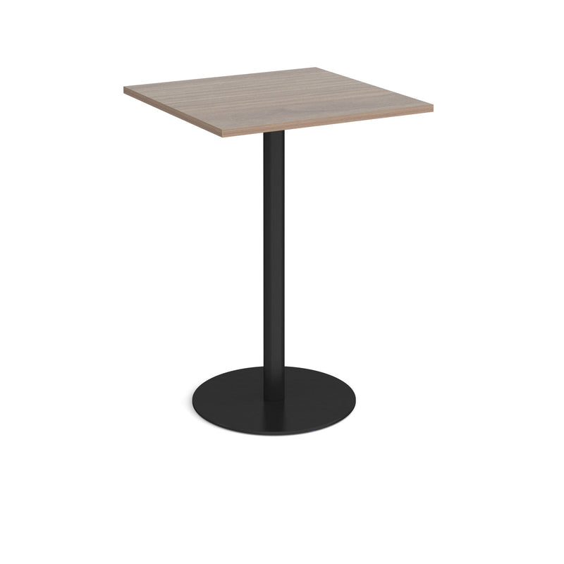 Monza Square Poseur Table With Flat Round Base 800mm - Barcelona Walnut - NWOF