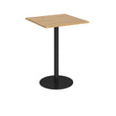 Monza Square Poseur Table With Flat Round Base 800mm - Oak - NWOF