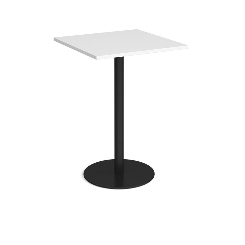 Monza Square Poseur Table With Flat Round Base 800mm - White - NWOF