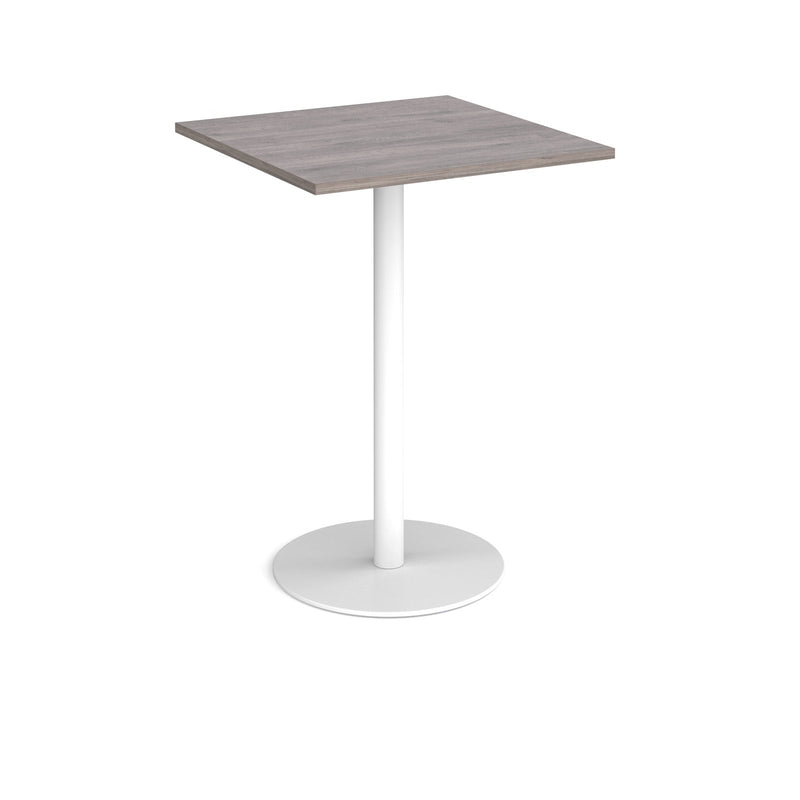 Monza Square Poseur Table With Flat Round Base 800mm - Grey Oak - NWOF