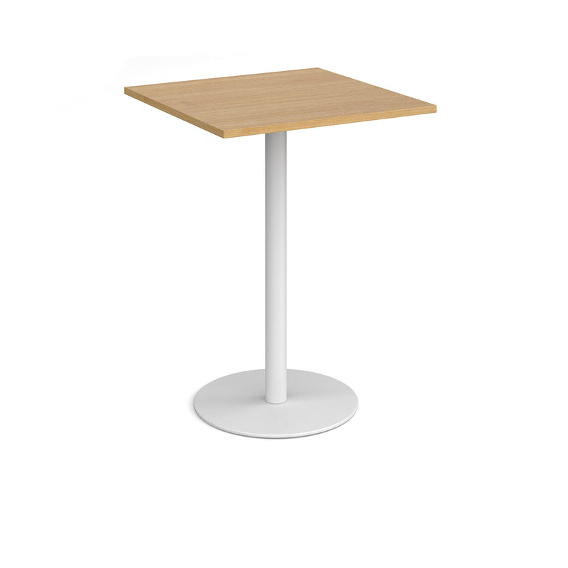 Monza Square Poseur Table With Flat Round Base 800mm - Oak - NWOF